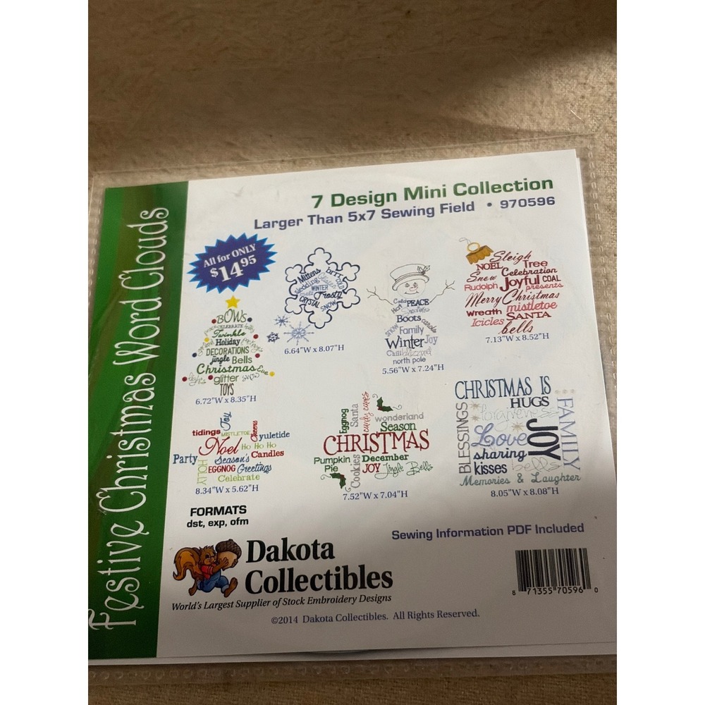Dakota Collectibles Festive Christmas Word Clouds Embroidery Designs CD‎ 970596